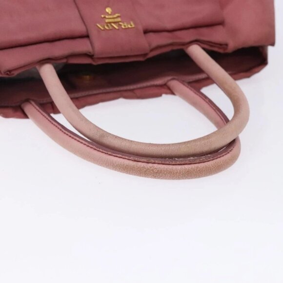 PRADA Hand Bag Nylon Pink Gold Auth - Picture 9 of 16